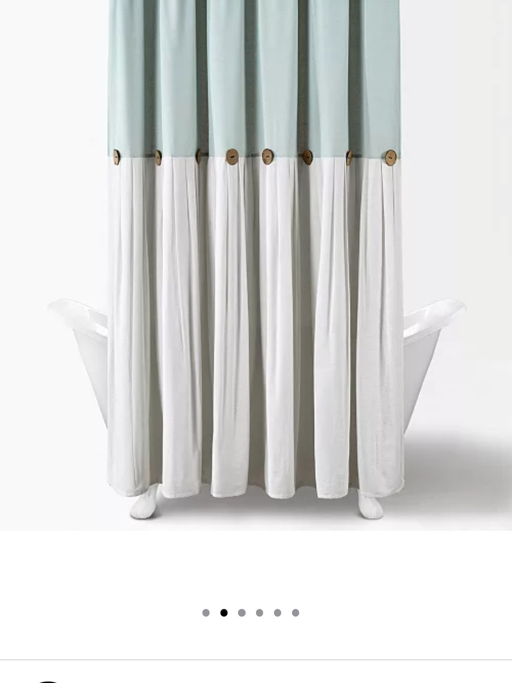 Lush Decor Light Blue and White Button-Trim Shower Curtain - Home Bath